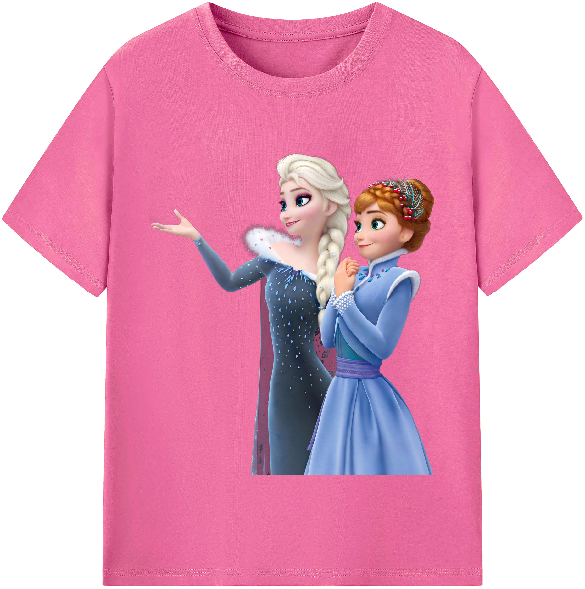 （画像用） アナと雪の女王 アンナ エルサ Frozen Anna Elsa レディースカジュアルプリントTシャツ（綿100％）